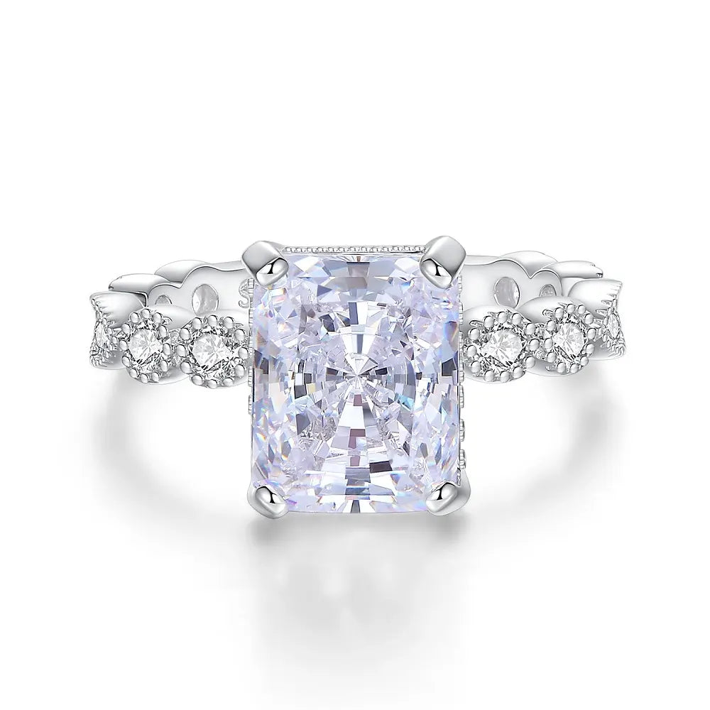 Radiant Engagement Ring 4ct 8.6*10.8 925 Silver High Carbon Diamond