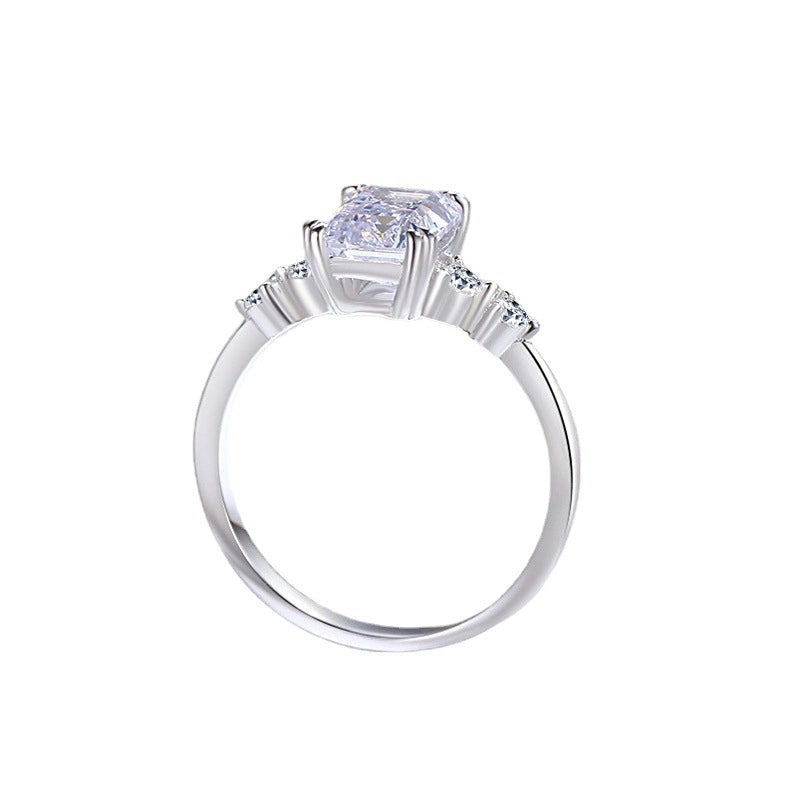 Emerald Engagement Ring 6*8 925 Silver Moissanite