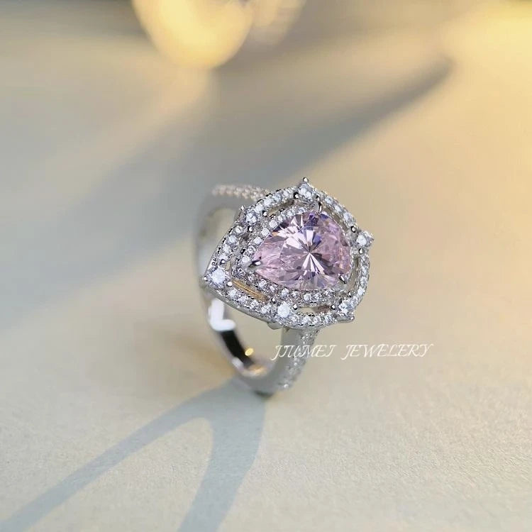 Pear Engagement Ring 3ct 925 Silver High Carbon Diamond