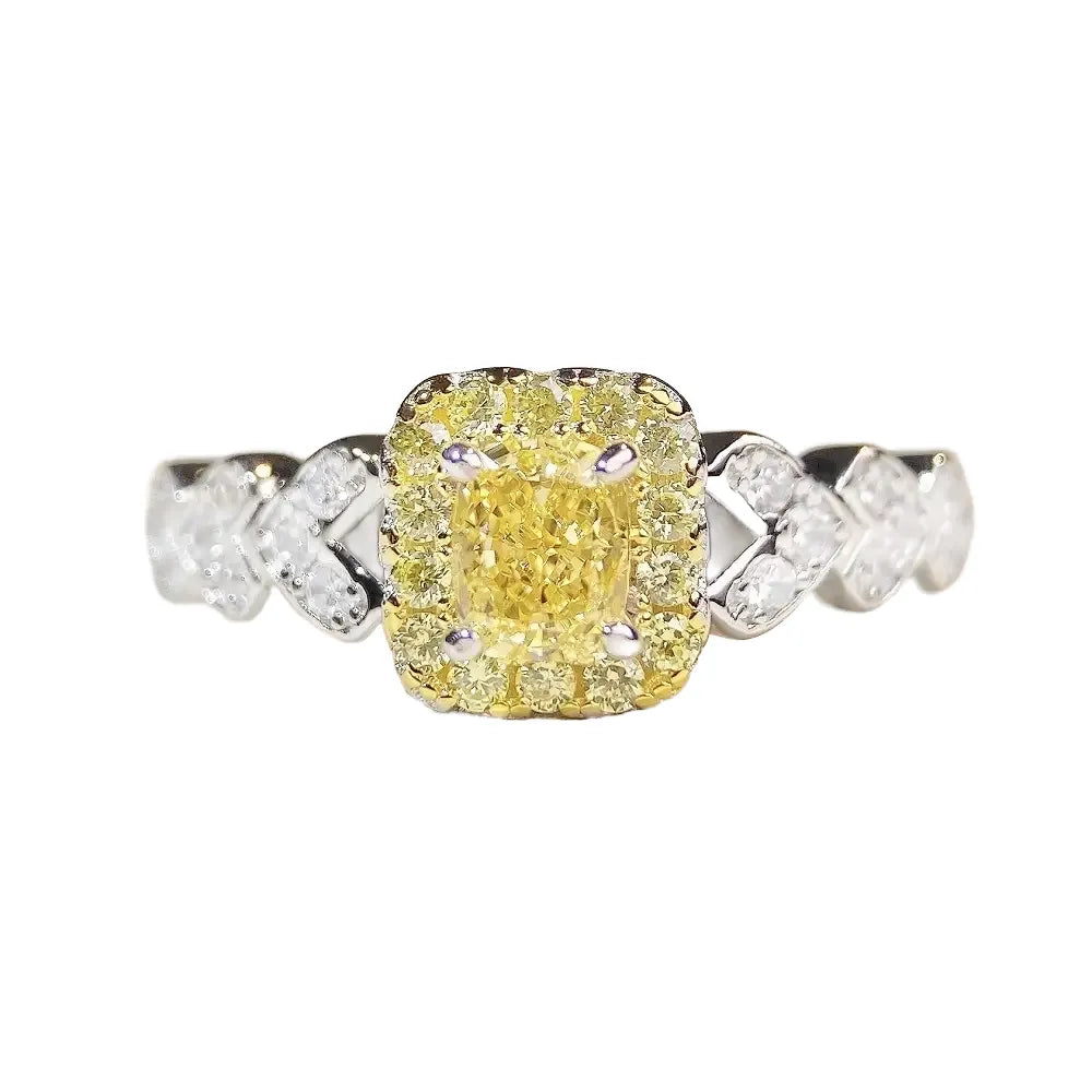 Cushion Engagement Ring 925 Silver High Carbon Diamond