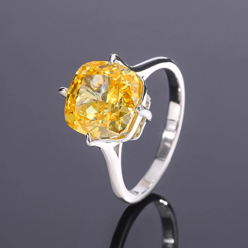 Cushion Engagement Ring 10*10 925 Silver High Carbon Diamond
