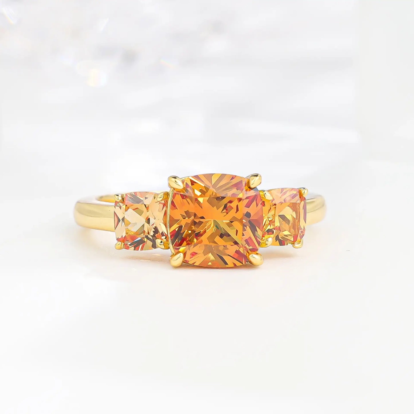 Cushion Engagement Ring 925 Silver Cultivated Gems