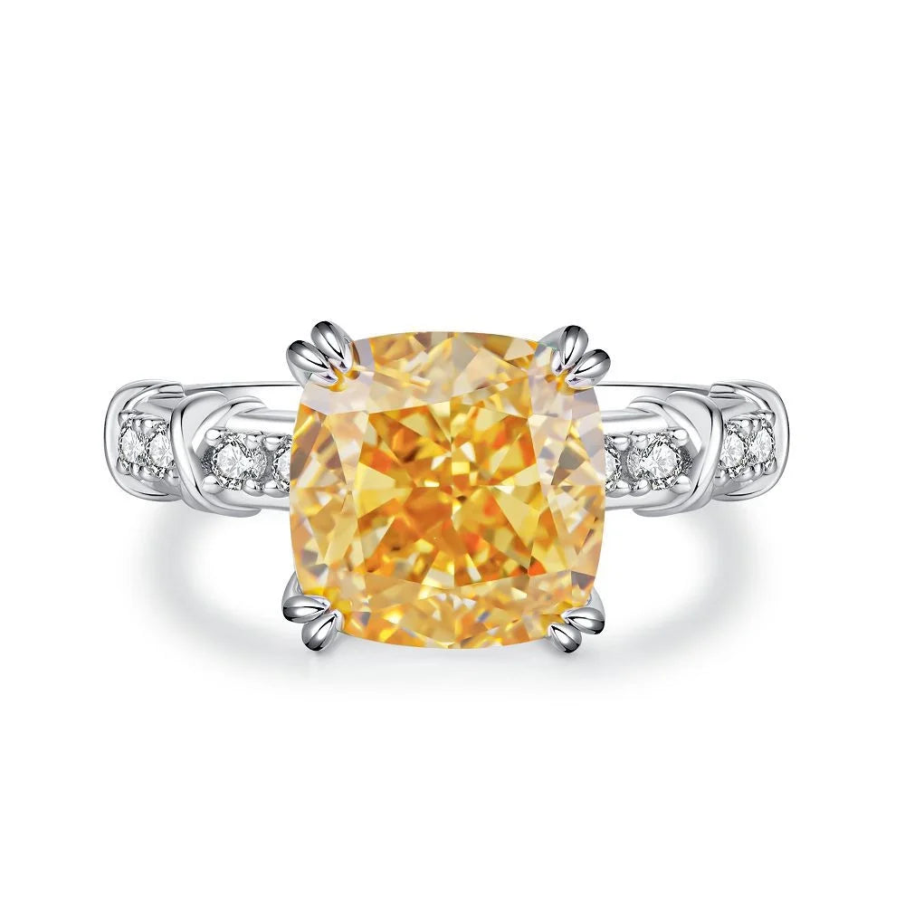Cushion Engagement Ring 5ct 10*10 925 Silver High Carbon Diamond
