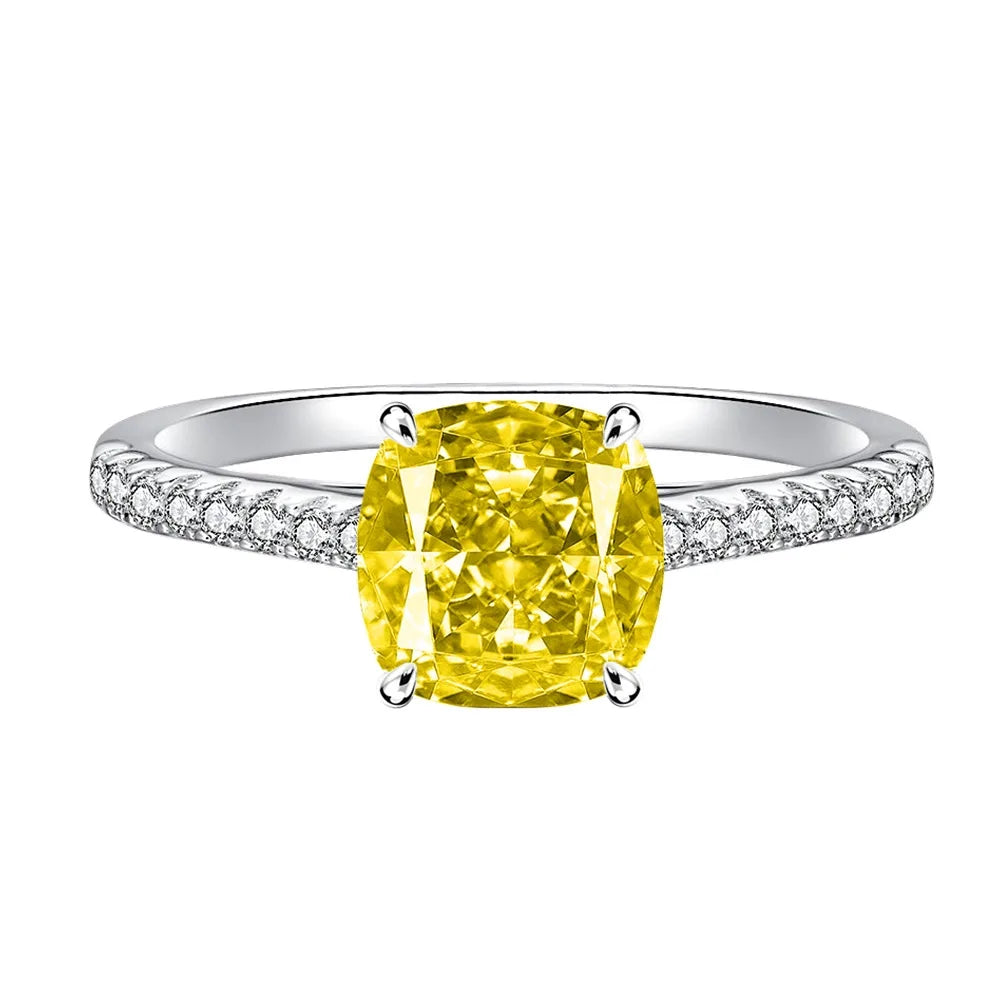 Cushion Engagement Ring 4.5ct 8*8 925 Silver High Carbon Diamond