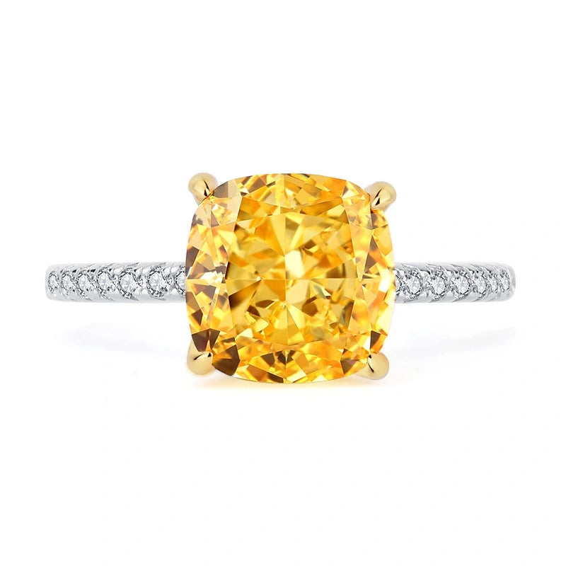 Cushion Engagement Ring 9*9 925 Silver High Carbon Diamond