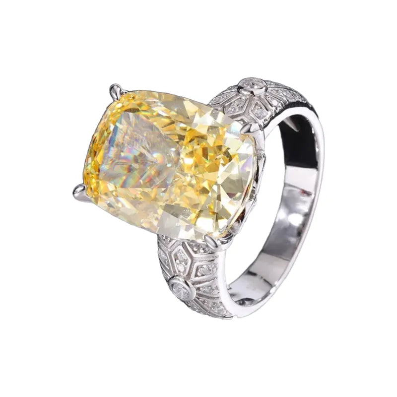 Cushion Engagement Ring 12*16 925 Silver High Carbon Diamond