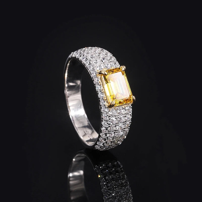 Radiant Emerald Engagement Ring 6*8 925 Silver High Carbon Diamond