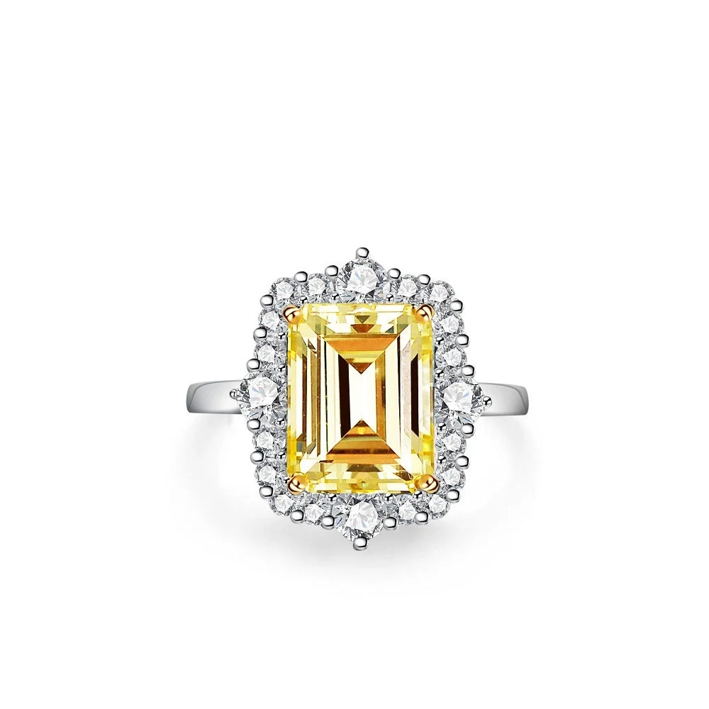 Emerald\Radiant Engagement Ring 4ct 8*10 925 Silver High Carbon Diamond