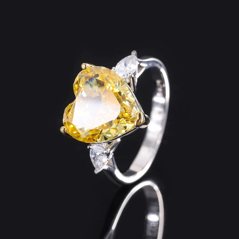 Heart Engagement Ring 12*12 925 Silver High Carbon Diamond