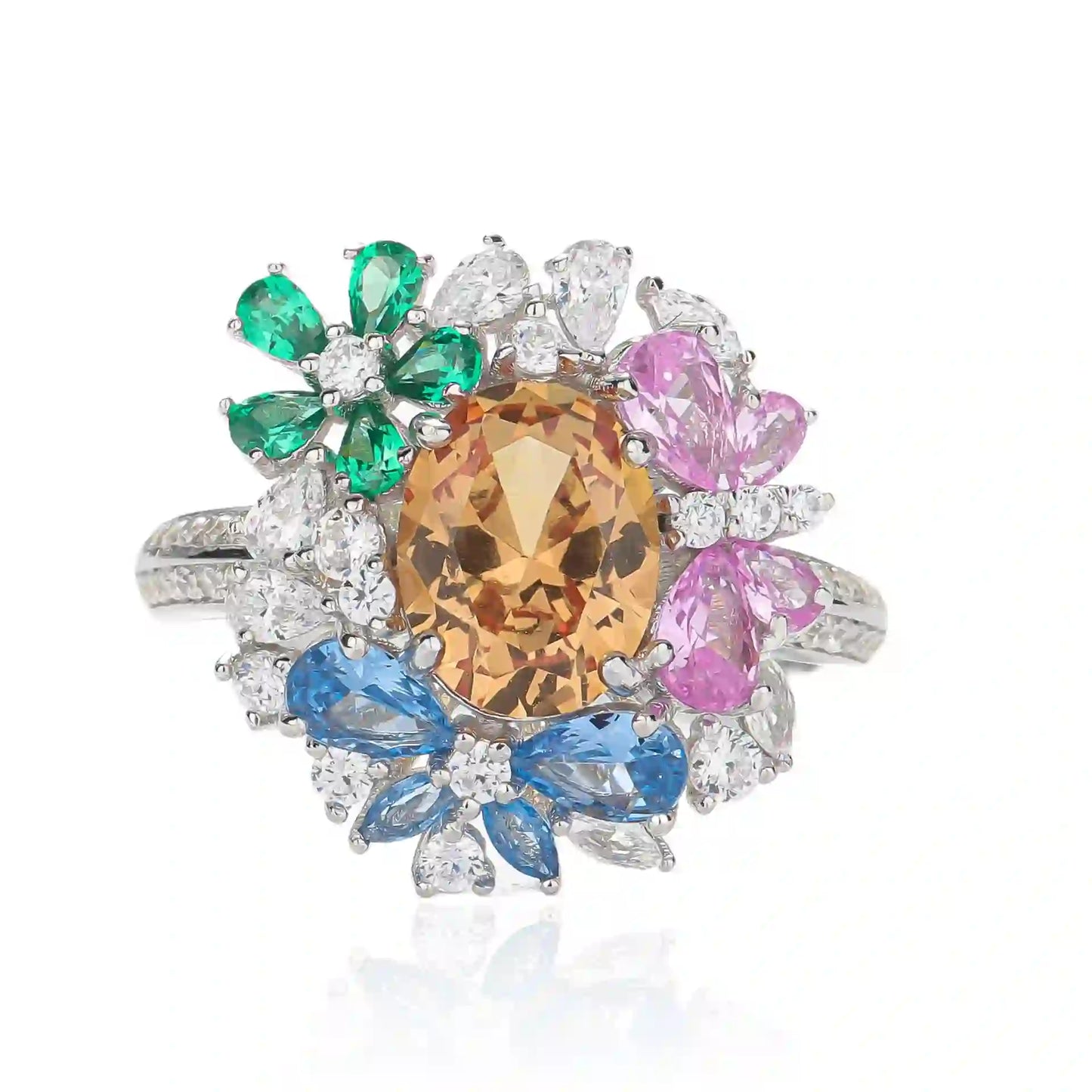 Oval Engagement Ring 7*9mm 925 Silver Cultivated Gems