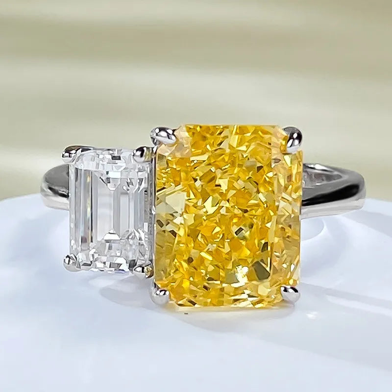 Radiant Engagement Ring 8*10 925 Silver High Carbon Diamond