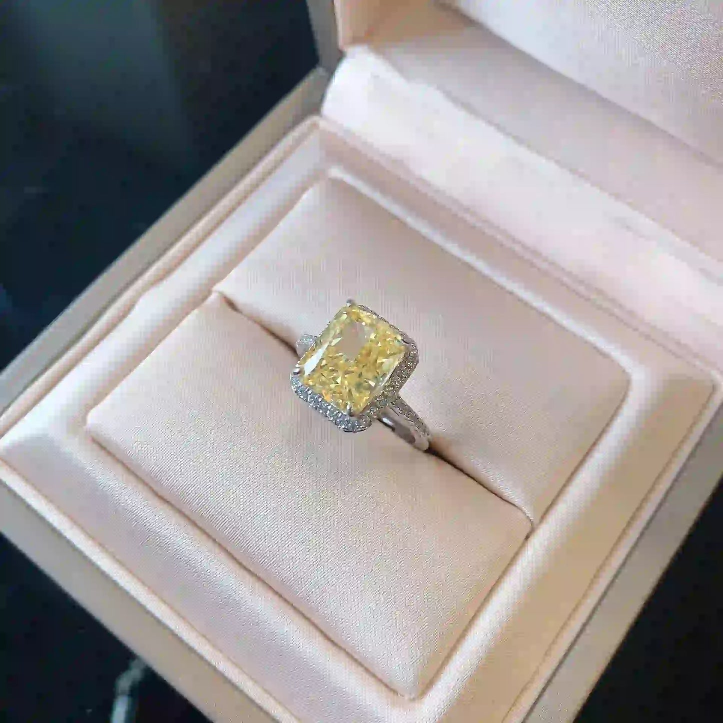 Radiant Engagement Ring 925 Silver High Carbon Diamond Open Ring