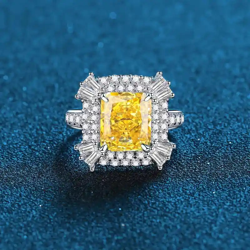 Radiant Engagement Ring 5ct 8*10 925 Silver High Carbon Diamond
