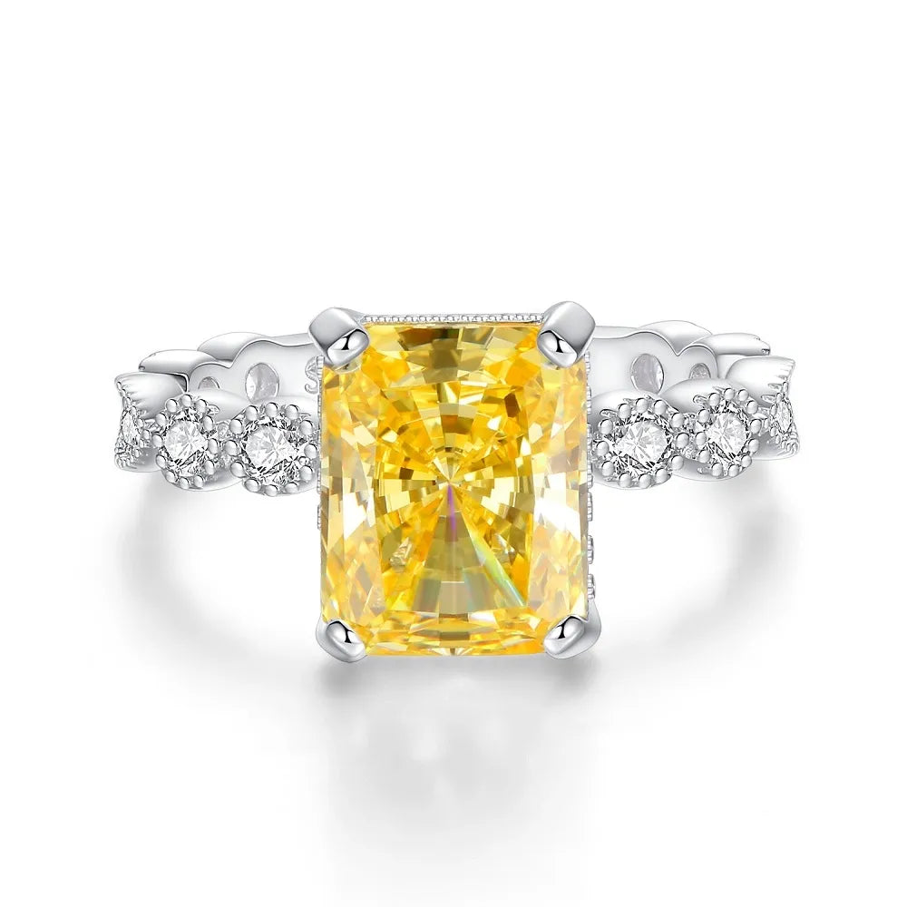 Radiant Engagement Ring 4ct 8.6*10.8 925 Silver High Carbon Diamond