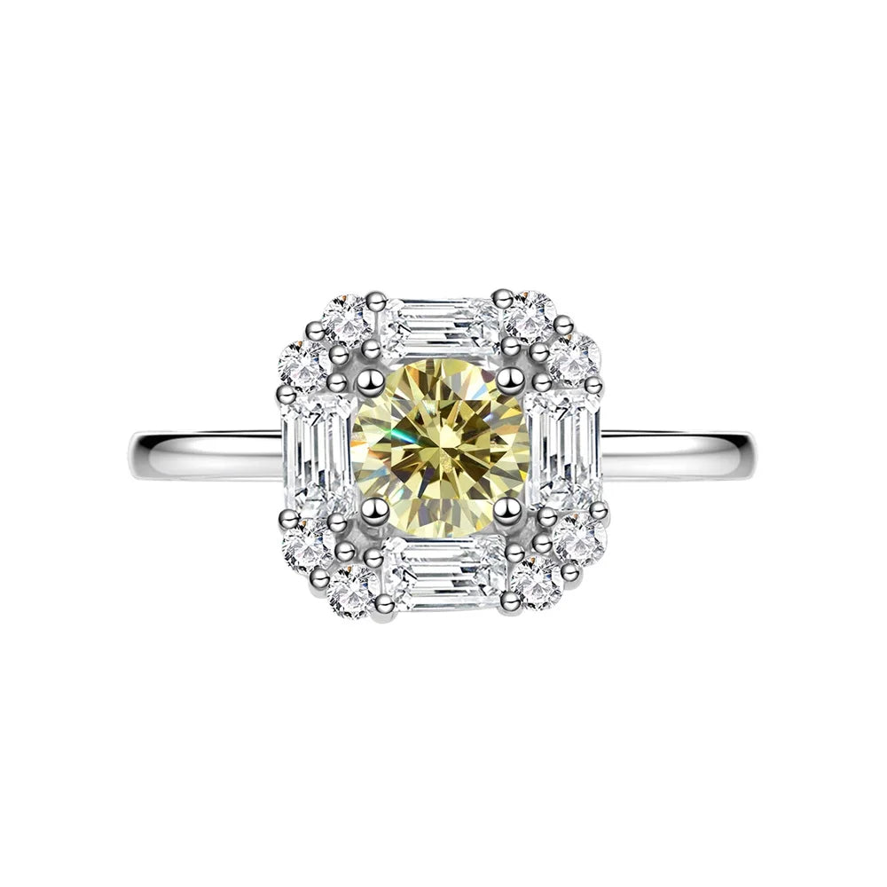 Round Engagement Ring 7mm 925 Silver 5A Zircon