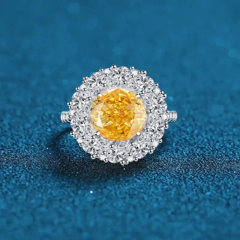 Round Engagement Ring 3ct 9mm 925 Silver High Carbon Diamond