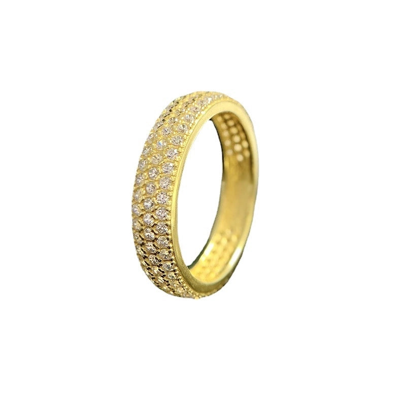 Round Engagement Ring Pave 925 Silver High Carbon Diamond