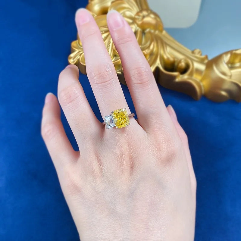 Radiant Engagement Ring 8*10 925 Silver High Carbon Diamond