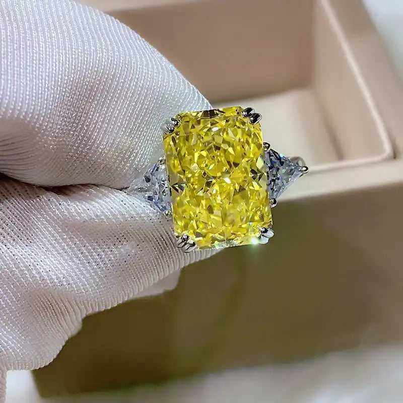 Radiant Engagement Ring 10*14 925 Silver High Carbon Diamond