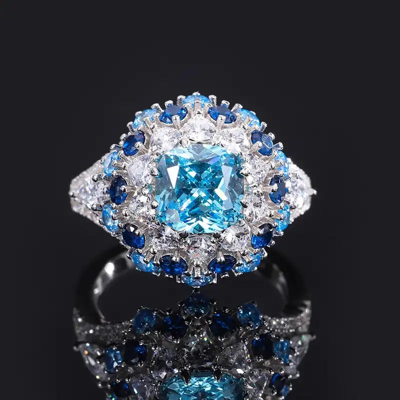 Cushion Engagement Ring 8*8 925 Silver High Carbon Diamond