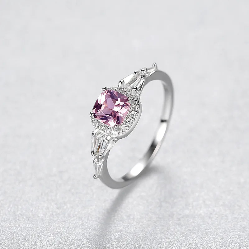 Cushion Engagement Ring 5*5 925 Silver Zircon