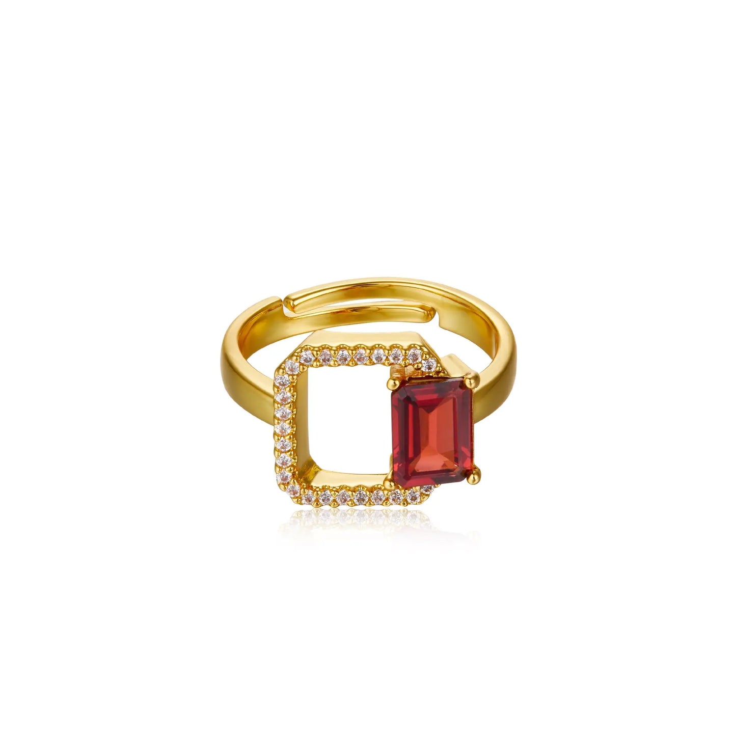 Emerald Engagement Ring 925 Silver Natural Garnet Open Ring