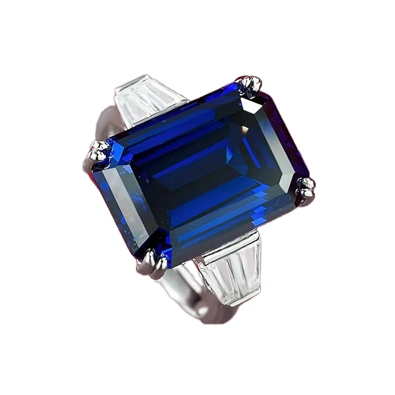 Emerald Engagement Ring 10*14 925 Silver High Carbon Diamond
