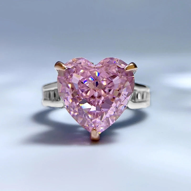 Heart Engagement Ring 11*11 925 Silver High Carbon Diamond