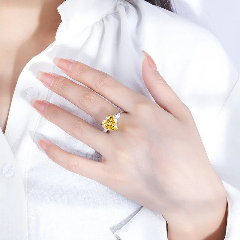 Heart Engagement Ring 12*12 925 Silver High Carbon Diamond