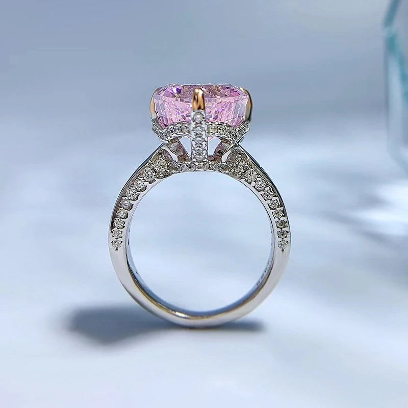 Heart Engagement Ring 11*11 925 Silver High Carbon Diamond