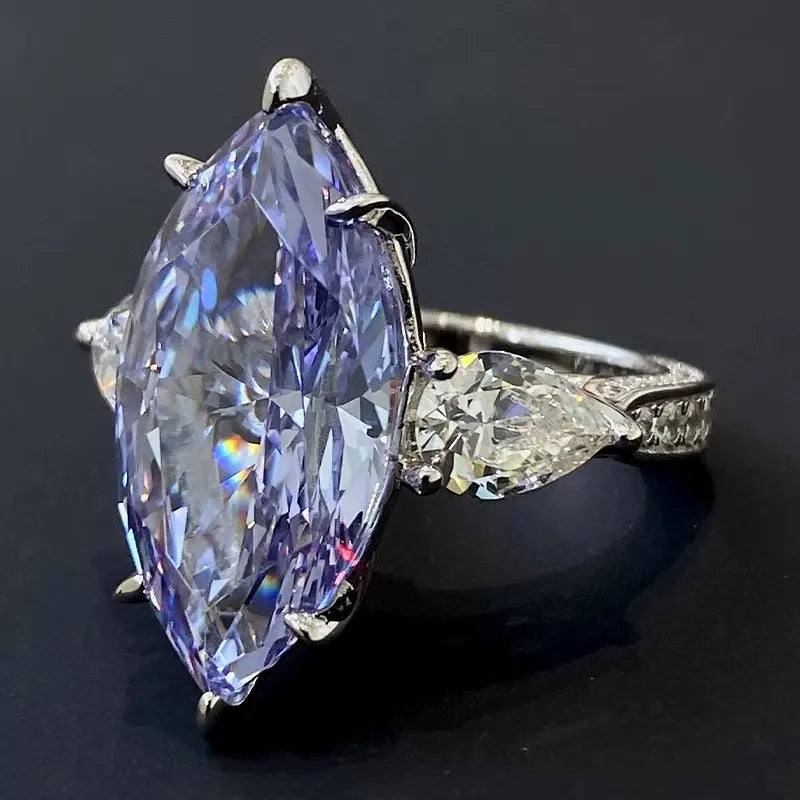 Marquise Engagement Ring 925 Silver High Carbon Diamond