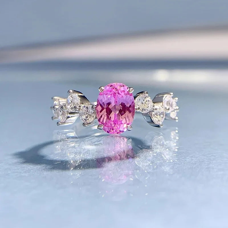 Oval Engagement Ring 1ct 6*8 925 Silver High Carbon Diamond