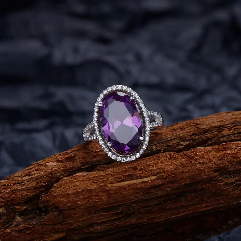 Oval Purple Engagement Ring 10*16 925 Silver High Carbon Diamond