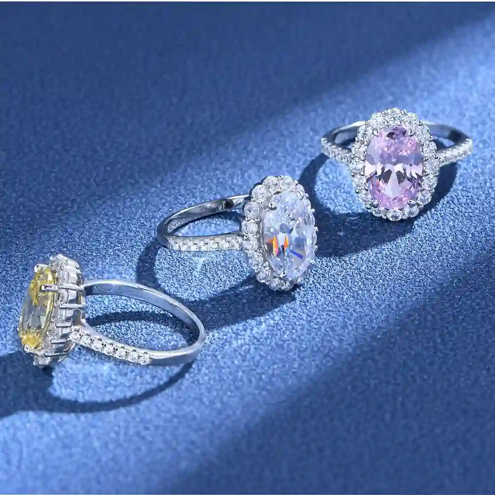 Oval Engagement Ring 5.6ct 8*12 925 Silver High Carbon Diamond