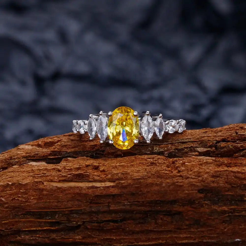 Oval Engagement Ring 6*8 925 Silver 5A Zircon