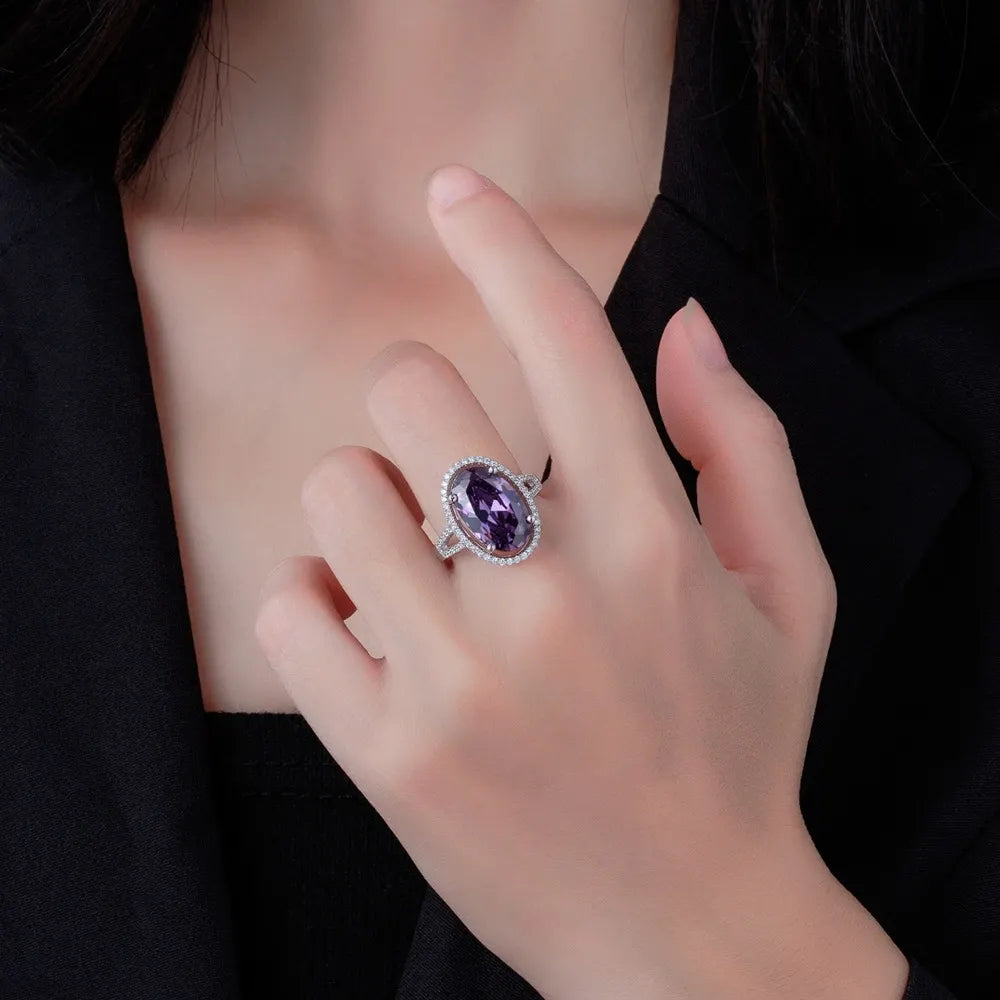 Oval Purple Engagement Ring 10*16 925 Silver High Carbon Diamond