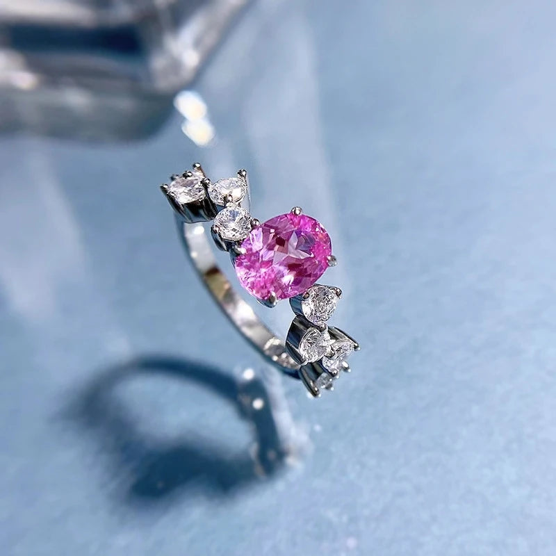 Oval Engagement Ring 1ct 6*8 925 Silver High Carbon Diamond