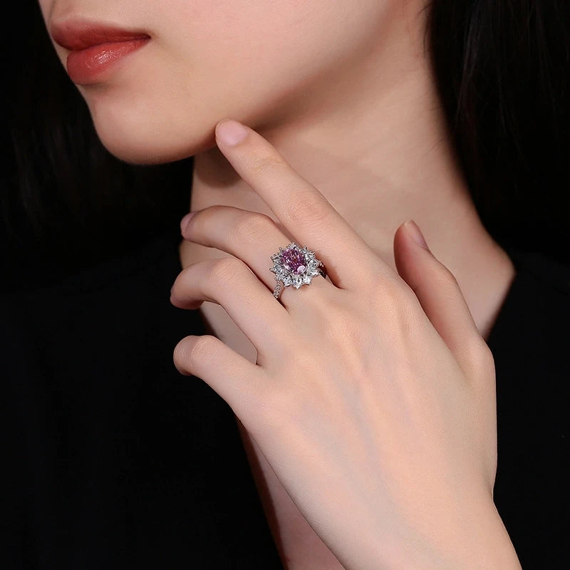 Oval Engagement Ring 7*9 925 Silver High Carbon Diamond