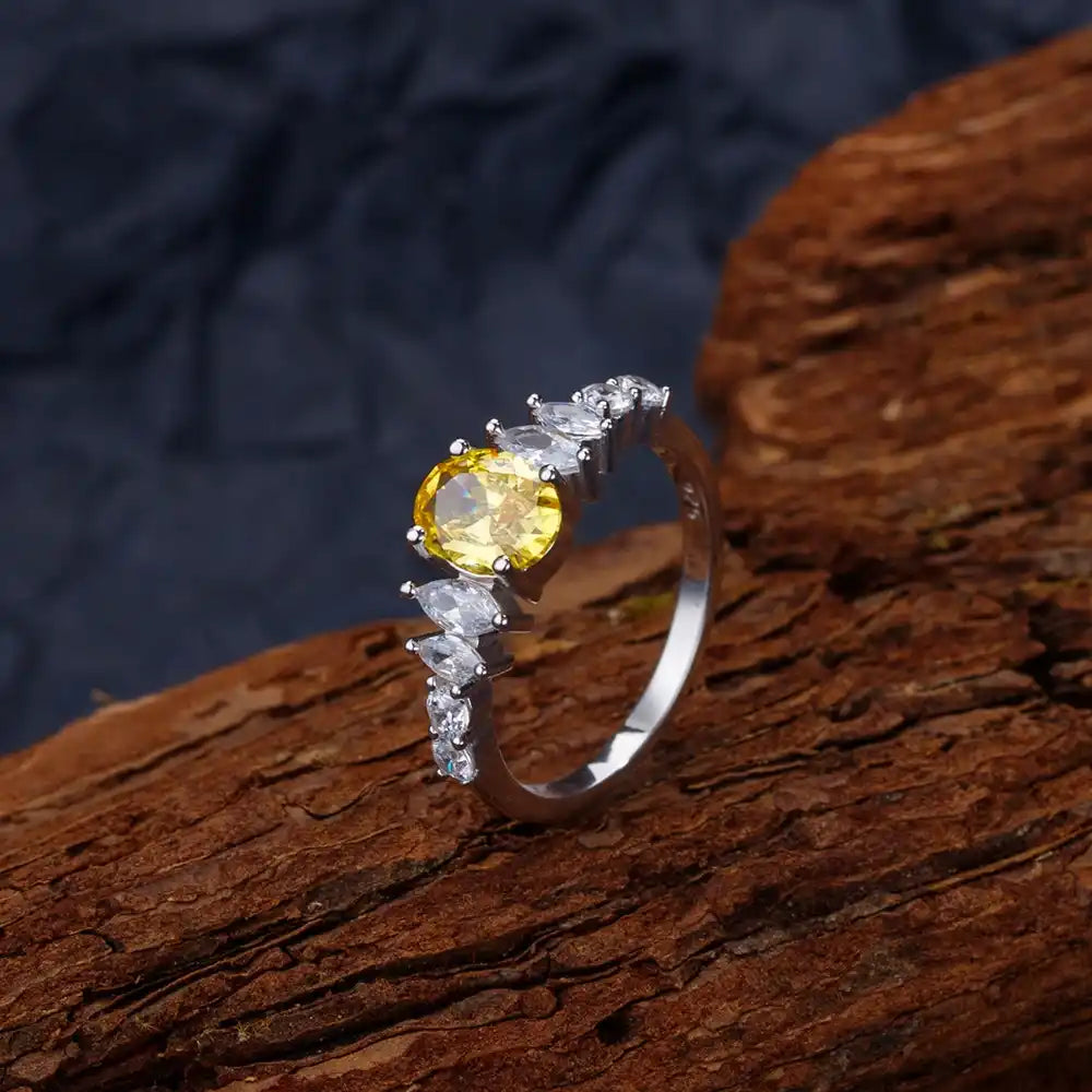Oval Engagement Ring 6*8 925 Silver 5A Zircon