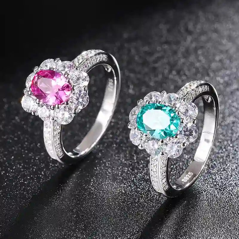 Oval Engagement Ring 3ct 6*8 925 Silver High Carbon Diamond