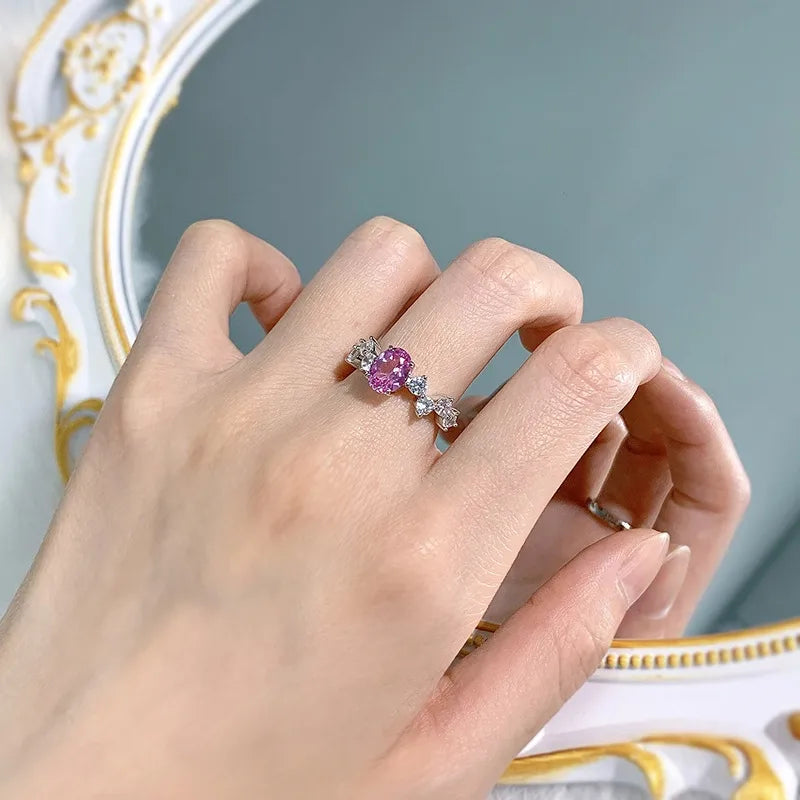 Oval Engagement Ring 1ct 6*8 925 Silver High Carbon Diamond