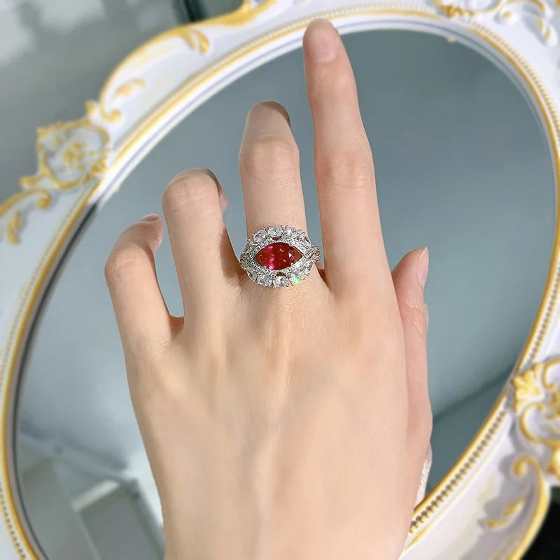 Oval Engagement Ring 7*9 925 Silver High Carbon Diamond