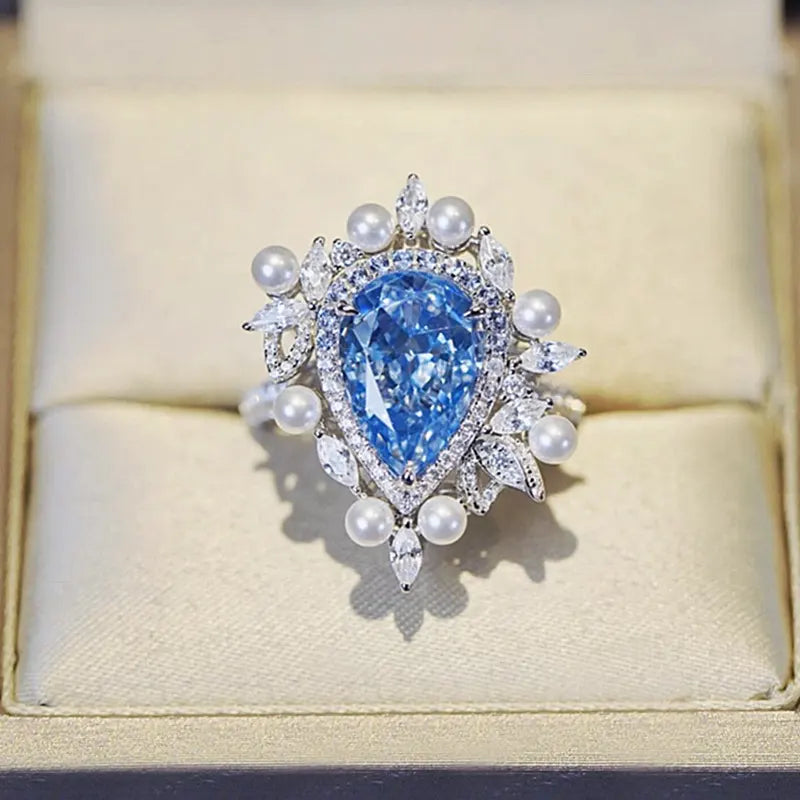 Pear Engagement Ring 11*15 925 Silver High Carbon Diamond
