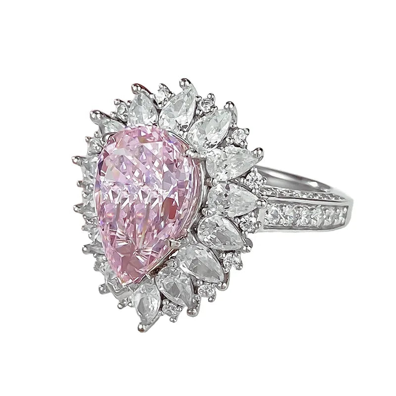 Pear Engagement Ring 8*12 925 Silver High Carbon Diamond