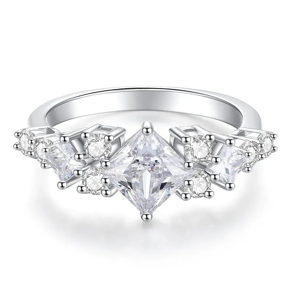 Princess Engagement Ring 1.2ct 6*6 White 925 Silver Moissanite
