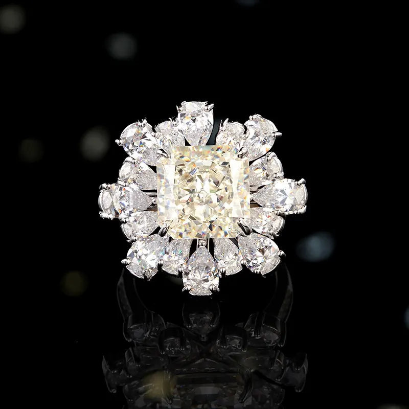 Princess Engagement Ring white 925 Silver High Carbon Diamond