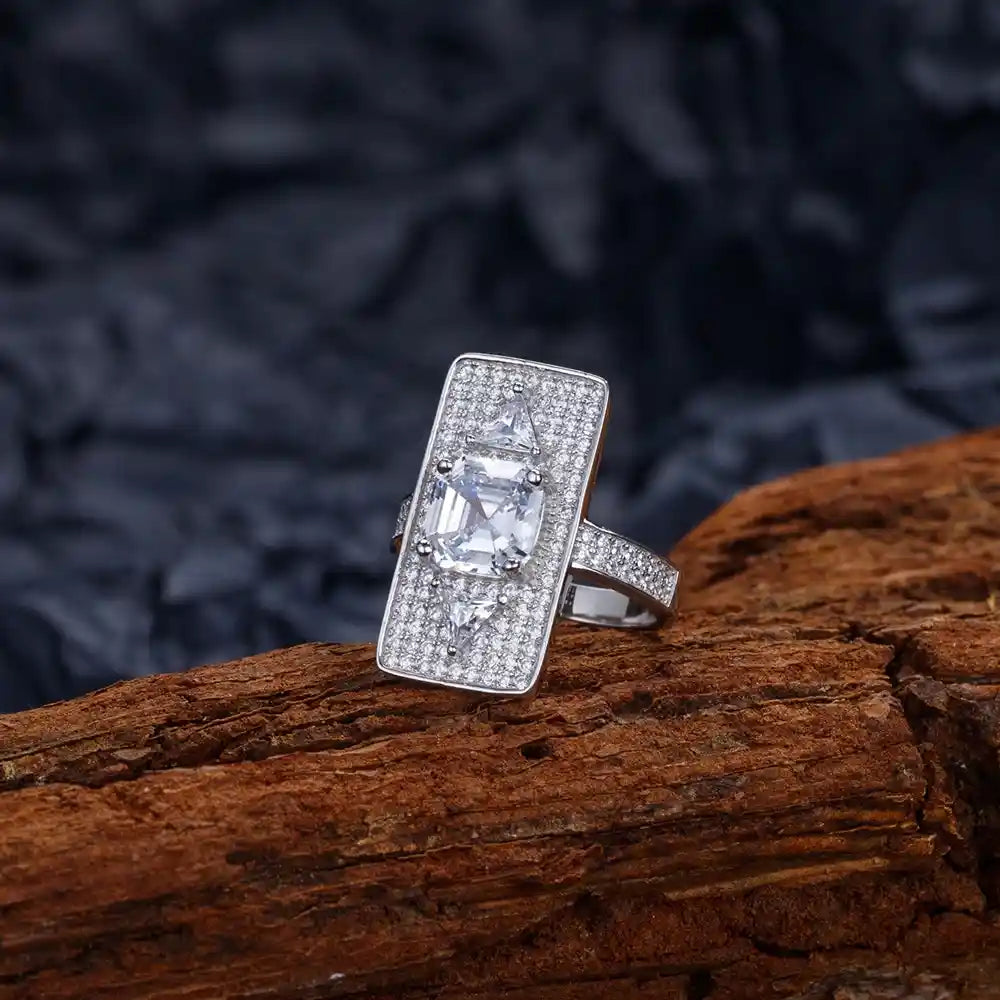 Princess Engagement Ring 8*8 925 Silver 5A Zircon
