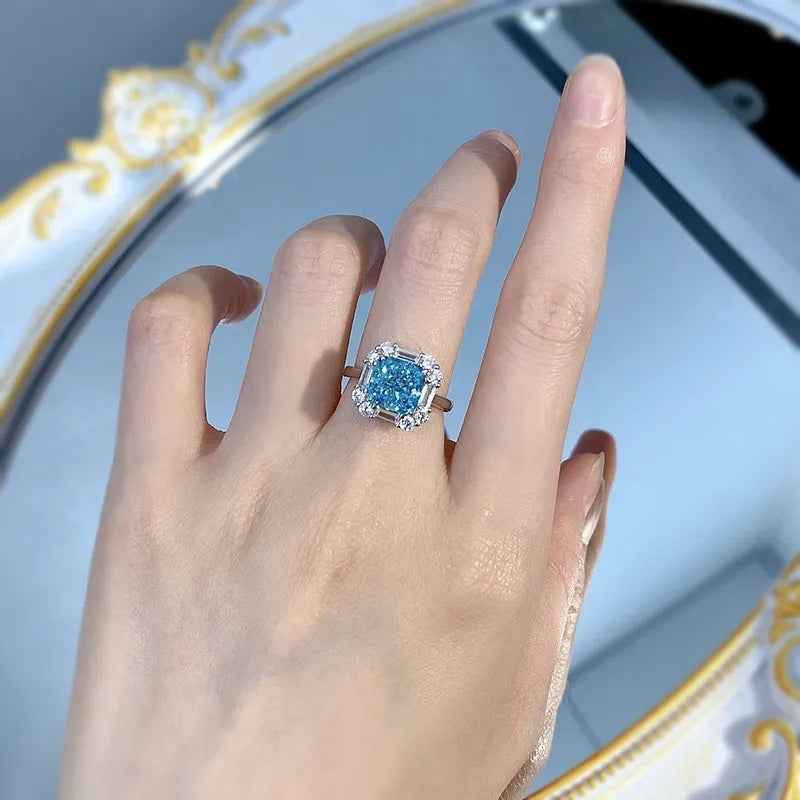 Princess Engagement Ring 8*8 925 Silver High Carbon Diamond