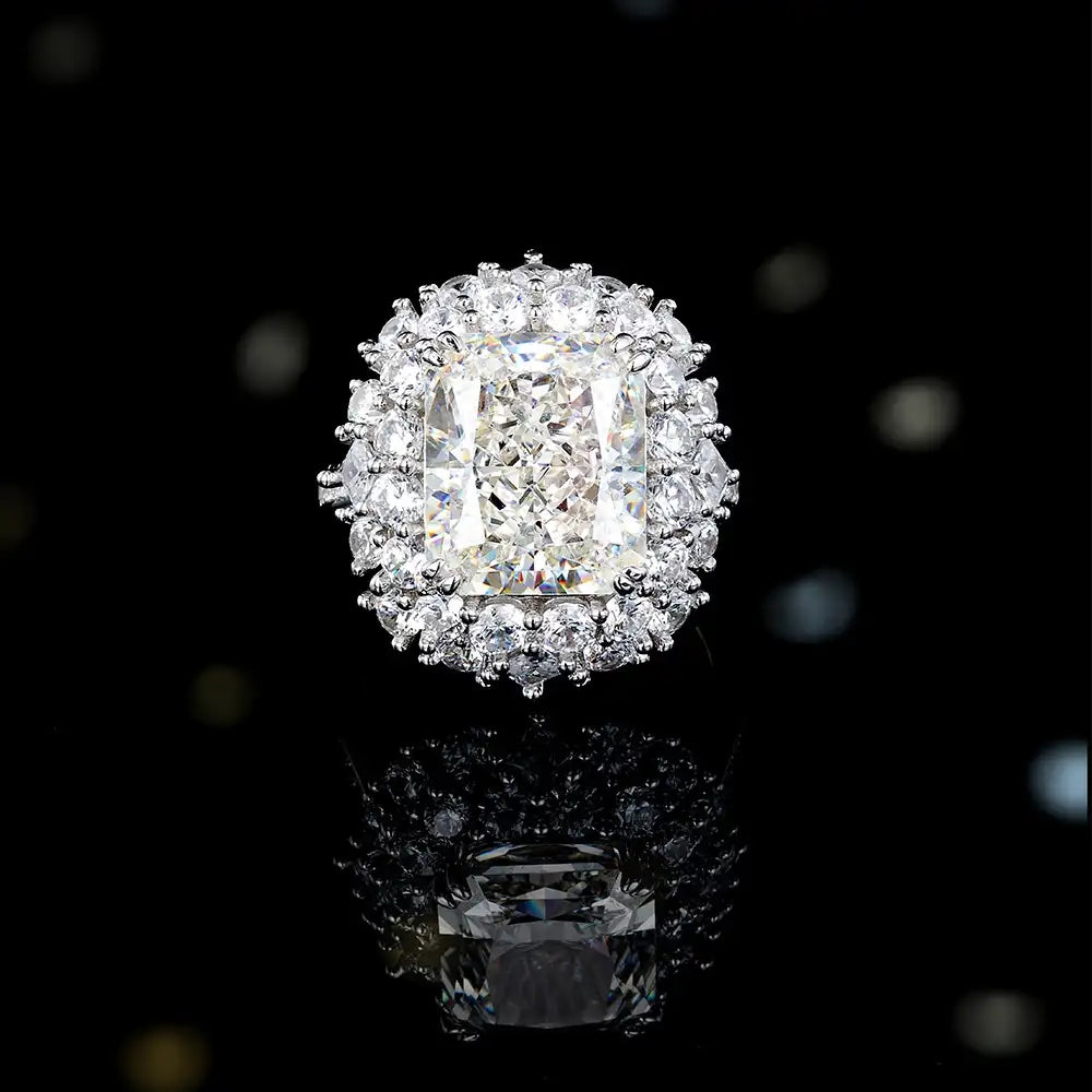 Radiant Engagement Ring 12ct 10*12 925 Silver High Carbon Diamond