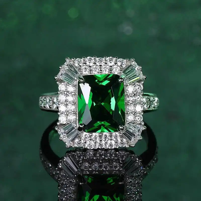 Radiant Engagement Ring 5ct 8*10 925 Silver High Carbon Diamond